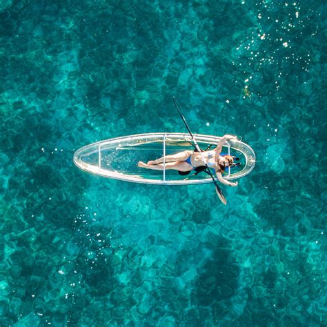 Crystal kayak - The kayaks are totally transparent which means that when you take it out on the water, you can enjoy more views than just the ocean’s surface, you can also see underwater, or underneath your kayak to be more specific. *Crystal Kayak fits two adults and can be paddled solo or tandem. 